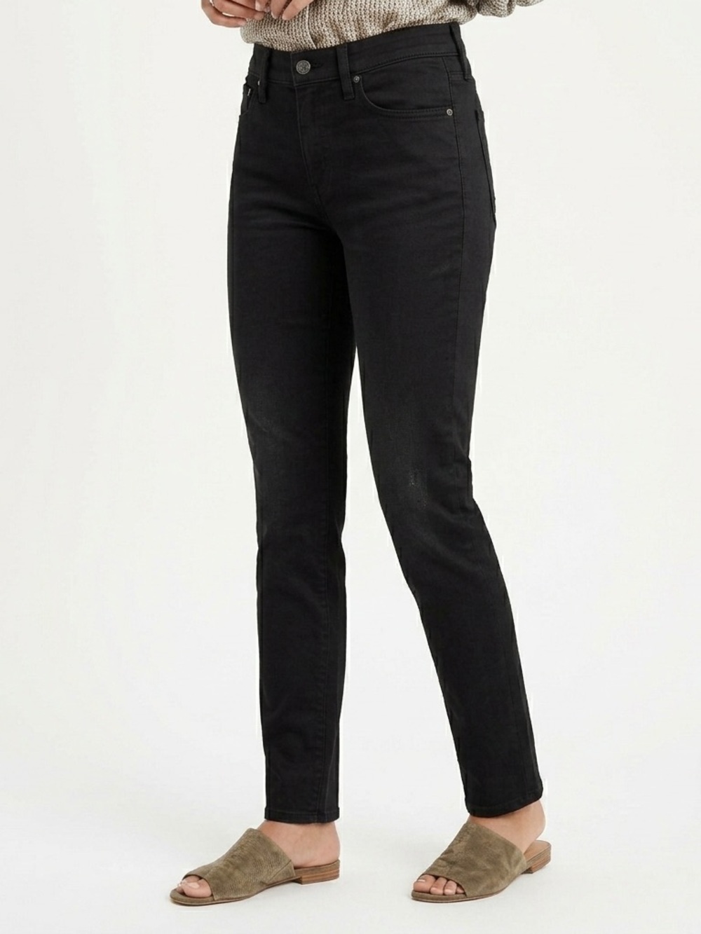 AG Adriano Goldschmied Black Straight-Leg Jeans